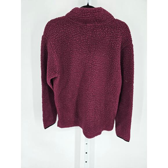 Pink by Victorias Secret Womens S 1/2 Zip Fleece Pullover Jacket Sherpa Burgundy - Picture 5 of 5